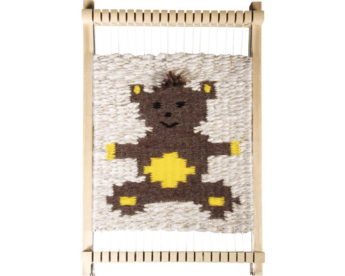 Webrahmen mit gewebtem Bärenmotiv