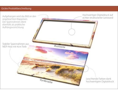 Produktabbildung eines Giclée-Drucks auf Leinwand mit MDF-Holzrahmen