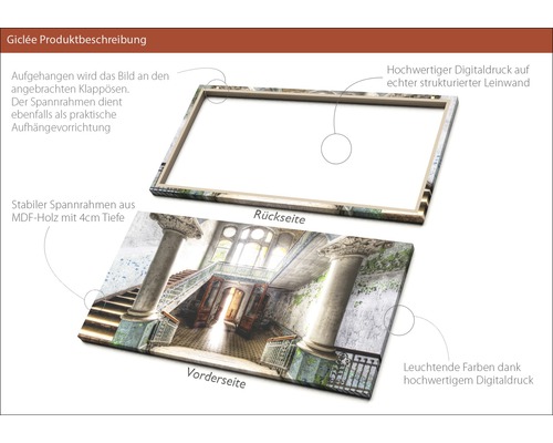 Leinwandbild mit stabilem Spannrahmen aus MDF Holz und Digitaldruck