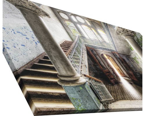 Leinwandbild einer Treppe mit Säulen in einem Gebäude
