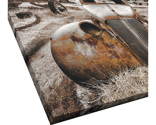 Dekorative Leinwand mit Rost-Motiv eines alten Autos