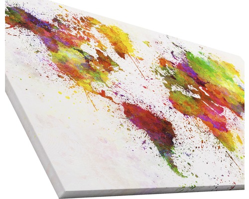 Weltkarte als Leinwandbild mit Farbklecksen