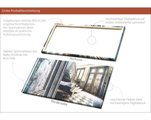 Giclée Kunstdruck auf Leinwand mit Holzrahmen, Vorder- und Rückseite