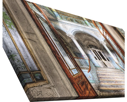 Leinwandbild mit Motiv eines alten Gebäudes mit Treppe und Säulen