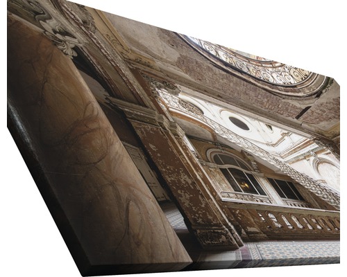 Leinwanddruck mit dem Motiv des Innenraums eines alten Gebäudes mit Säulen und verzierten Bögen