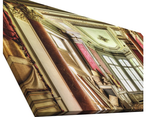 Leinwanddruck mit Ansicht eines verlassenen Raumes mit Säulen und Fenstern