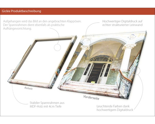 Produktbild mit MDF Rahmen und Leinwand