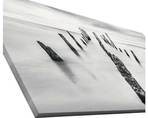Fotoleinwand mit Strandmotiv in Schwarzweiß