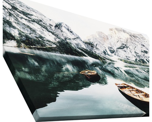 Leinwandbild mit Bergsee und Booten