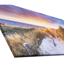 Leinwanddruck mit einem Motiv von Düne, Meer und Sonnenuntergang
