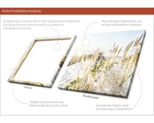 Giclée Kunstdruck auf Leinwand mit Kiefernholzrahmen, Rück- und Vorderseite