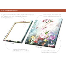 Giclée Kunstdruck auf Leinwand mit Blumenmotiv und Holzrahmen