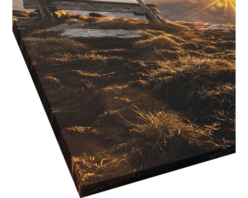 Leinwandbild mit Landschaftsmotiv und Holzzaun