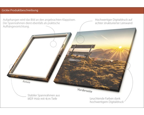 Giclée Kunstdruck auf Leinwand mit Keilrahmen aus MDF Holz