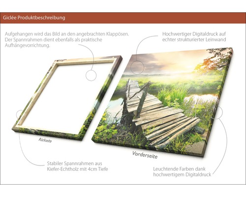 Giclée Kunstdruck auf Leinwand mit Holzrahmen und Landschaftsmotiv