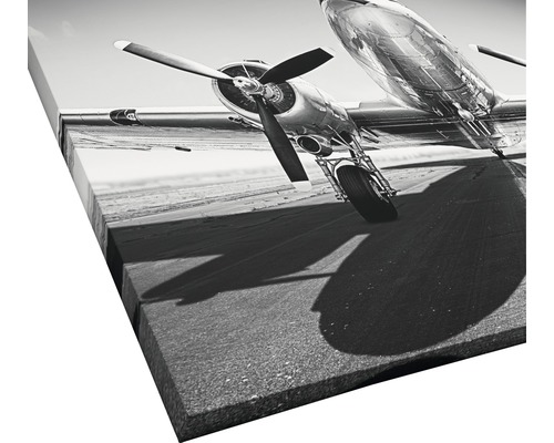 Schwarzweiß-Leinwanddruck eines Flugzeugs
