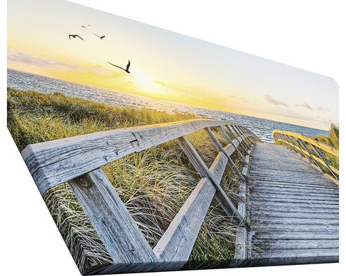 Leinwandbild mit Holzsteg zum Strand