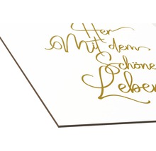 Dekoratives Schild mit dem Text ''Hier mit dem schönen Leben''.