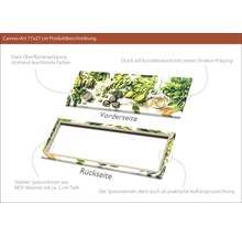 Leinwandbild 77x27 Zentimeter mit Gemüse-Motiv, Vorder- und Rückseite dargestellt