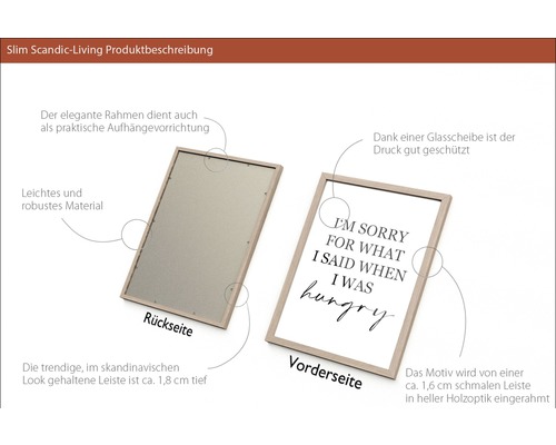 Detailansicht eines gerahmten Bildes mit der Aufschrift: I am sorry for what i said when i was hungry.