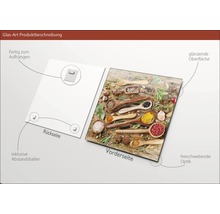 Glasbild mit Gewürzmotiv, inklusive Halterung zur Wandmontage
