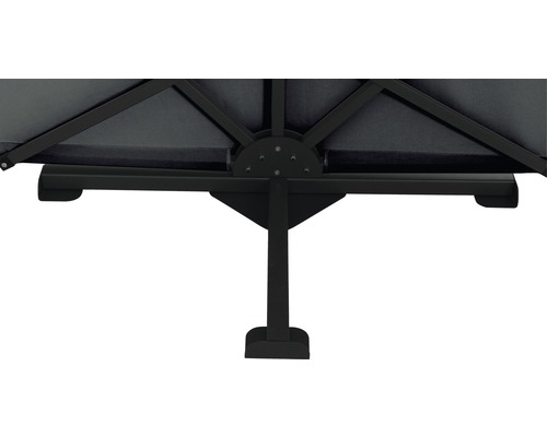 Detailaufnahme des Standfußes eines Sonnenschirms