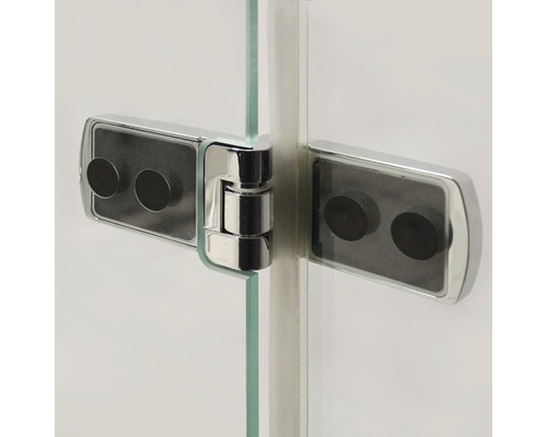 Duschenscharnier aus Metall und Glas