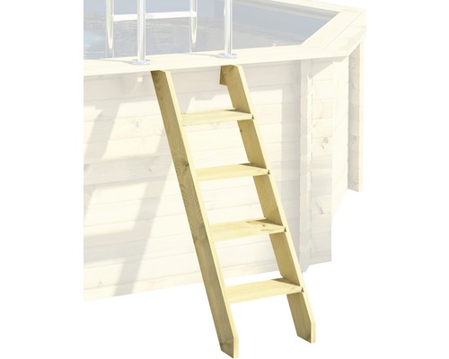Holzpoolleiter mit fünf Stufen