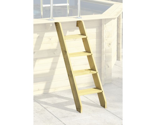 Holzpoolleiter mit fünf Stufen