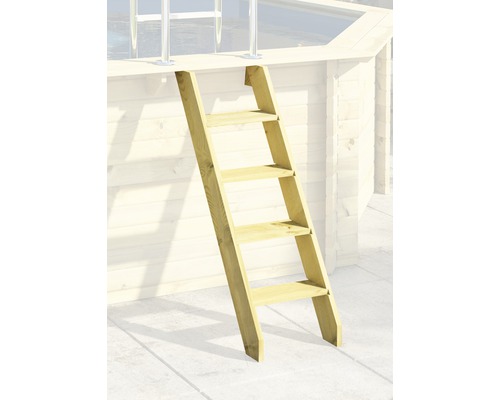 Holzpoolleiter mit vier Stufen