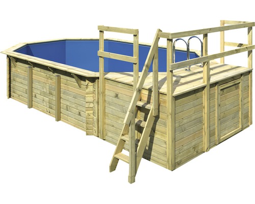 Holzpool mit Leiter und Plattform