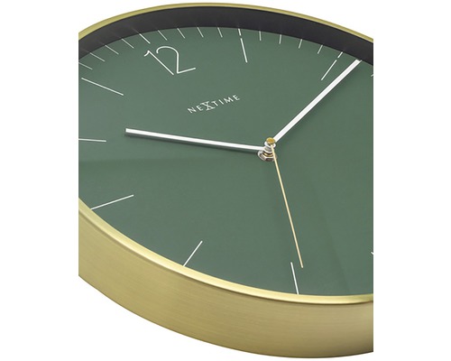 Nextime Wanduhr mit goldenem Rahmen und grünem Zifferblatt