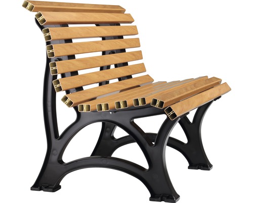 Parkbank mit Rückenlehne und Metallgestell