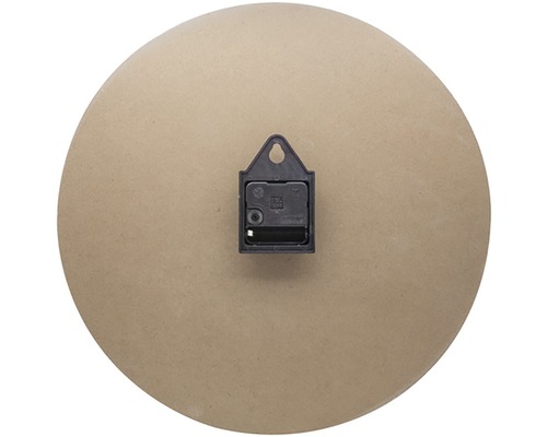 Rückseite einer runden Wanduhr mit Aufhängung