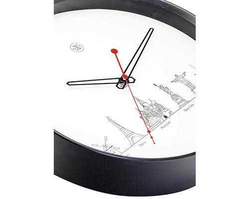 Wanduhr mit Motiven internationaler Wahrzeichen