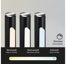Drei dimmbare Leuchten mit verschiedenen Lichtfarben: warmweiß, neutralweiß und kaltweiß.