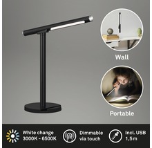 Schreibtischlampe mit Touchdimmer, inklusive USB-Anschluss, zur Nutzung als Wand- oder Tischleuchte