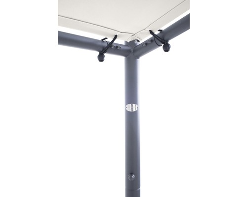 Detailansicht eines Pavillons mit Befestigungsdetails des Daches