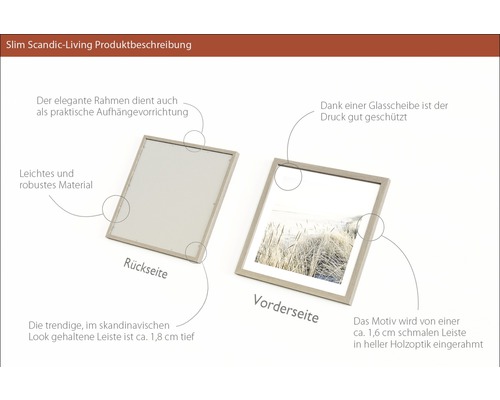 Bilderrahmen mit Glasabdeckung und Aufhängevorrichtung auf der Rückseite