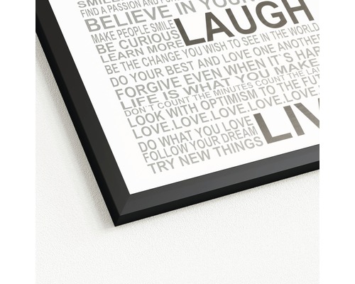 Gerahmtes Poster mit aufgedruckten Lebensweisheiten