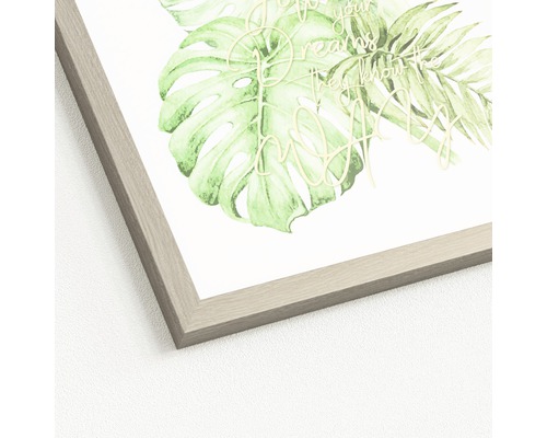 Gerahmtes Bild mit botanischem Aquarellmotiv und Schriftzug