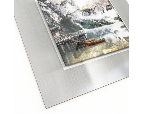 Wandbild mit Bergsee-Motiv auf Metall