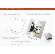 Aluminium Acryl Kunst 50x50 cm Produktbeschreibung mit Aufhängesystem und Direkt Druck auf Acryl Glas