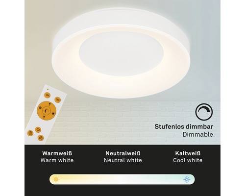 LED Deckenleuchte dimmbar 36W 3600 lm 3000-6500 K Ø 48,4 cm Rondo weiß + Fernbedienung