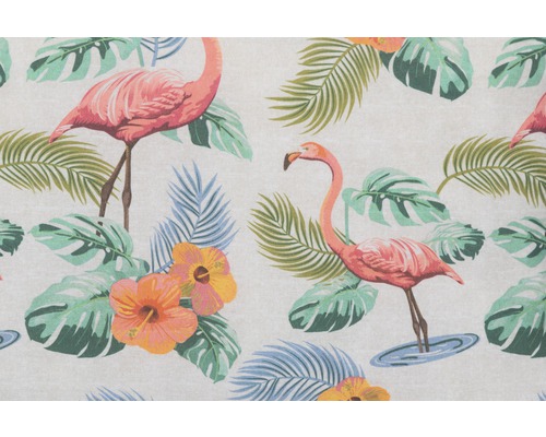 Stoff mit Flamingo- und Blumenmuster