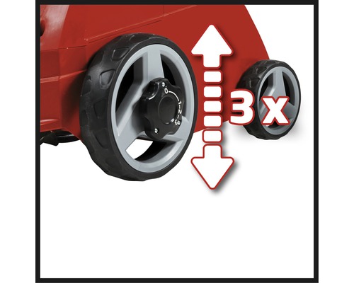 Dreifach verstellbare Räder für Rasenlüfter