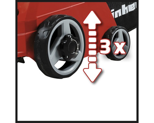 Dreifache Höhenverstellung am Vertikutierer