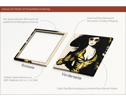 Leinwandbild 50x50 Zentimeter mit Rahmen und Frauenmotiv