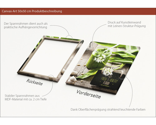 Leinwandbild 50x50 Zentimeter mit Rückseite und Vorderseite