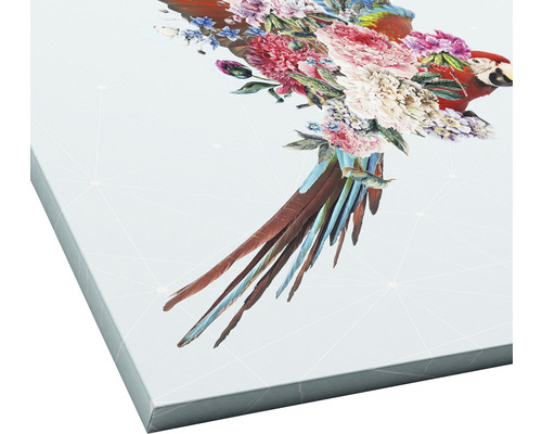 Dekorative Leinwand mit einem Papagei und Blumenmuster